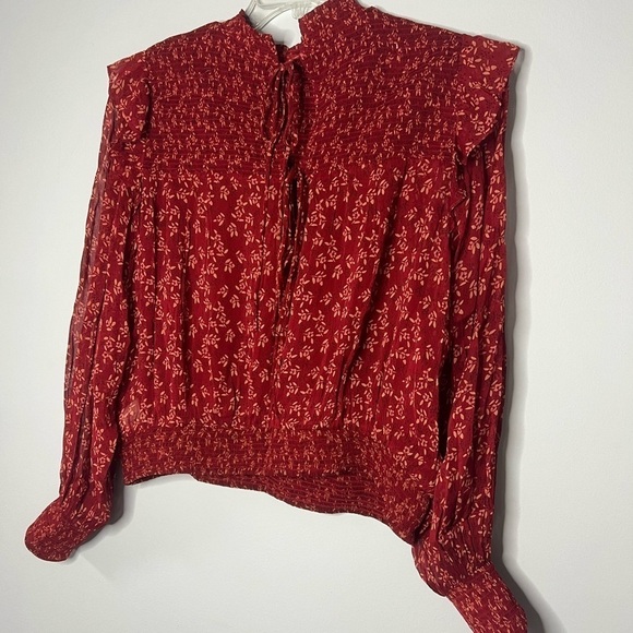 Free People Roma Blouse Berry Combo Red Large - Picture 10 of 12